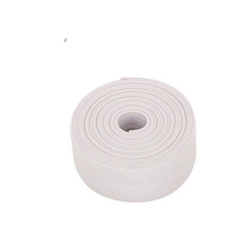 Auto Adhésif Joint Silicone Blanc Salle De Bain PVC Bande Etancheite Autocollante Anti Moisissure Joint Porte Douche pour Cuisine Toilette 2 Pièces（blanc） (1/5)