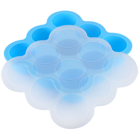 Congélation Bébé Food Rangement Nourriture en Silicone, Bac à Glaçons avec Couvercle Hermétique pour Aliments pour Bébés, Lait Maternel, Purée, Whisky, Yogourt et Glace, Réutilisable(bleu) (1/5)