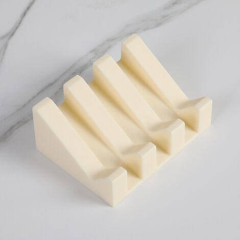 Porte Savon - Porte-Savon Silicone Moderne - Anti-Rouille - Surface Inclinée avec Évacuation d'eau pour Mieux Conserver Le Savon - Boite à Savons Originale pour Salle de Bain ou Cuisine(beige)