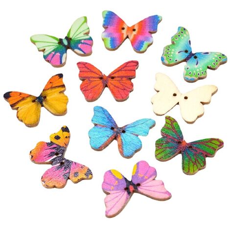 Lot De 25 Boutons Papillon En Bois - Neufs, Pour Créations Manuelles, Bricolage, Couture