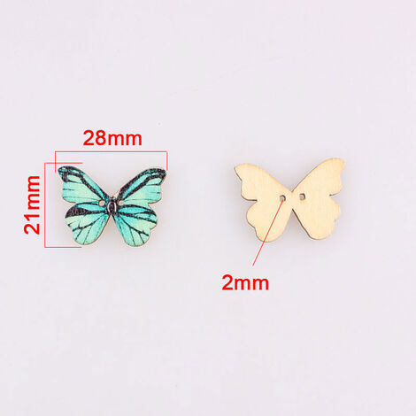 Lot De 25 Boutons Papillon En Bois - Pour Travaux Manuels Et Créations - Neuf