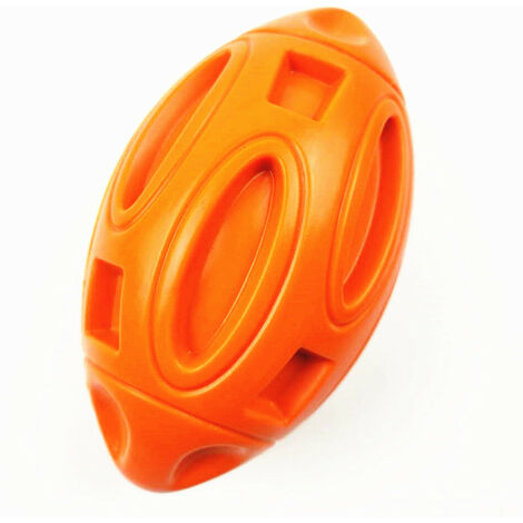 Balle à mâcher pour chiot en caoutchouc avec couinement, jouet pour animaux de compagnie pratiquement indestructible et durable pour les races moyennes et grandes(orange) (1/5)