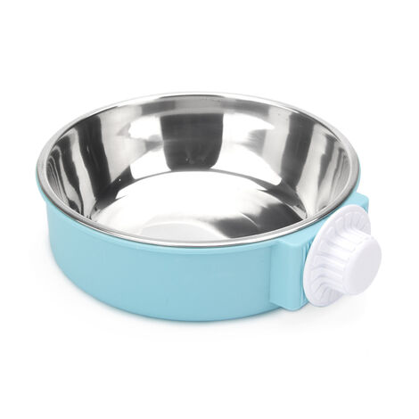 Bol suspendu amovible en acier inoxydable 2 en 1, bol d'alimentation pour animaux de compagnie pour chiens, chats, cage moyenne pour animaux de compagnie et suspension de cage(bleu) (1/5)