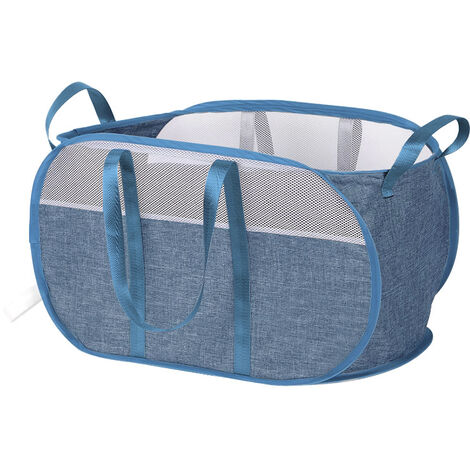 Panier à linge sale, panier de rangement en tissu Oxford, panier de rangement pliable chambre, panier à linge sale dortoir(bleu) (1/4)