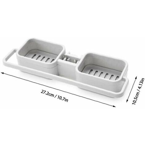 Noir, Support d'éponge de robinet de cuisine, Support de vidange de robinet suspendu Organisateur d'évier avec bac d'égouttage Amovible Supports de Rangement pour évier pour Salle de Bain/Cuisine