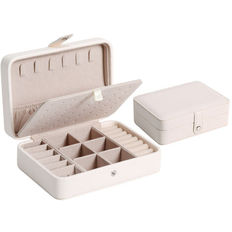 Boîte à bijoux pour dames boîte de rangement de bijoux Portable détachable Double couche boucle d'oreille Bracelet boîte de rangement cadeau voyage (1/5)