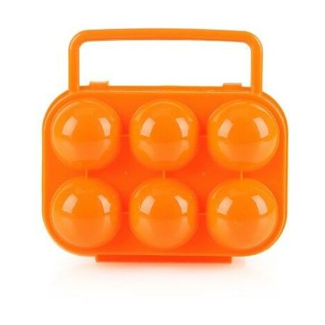 Boîte à œufs en plastique portable 6 grilles Boîte de rangement pour œufs pliable Boîte à œufs de grande capacité Boîte de rangement pour support à œufs pour réfrigérateur et bac à légumes(orange) (1/5)