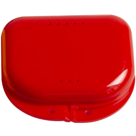 Lot de 3 boîtes pour prothèses dentaires minces, boîte de rangement pour prothèses dentaires, dispositif de retenue orthodontique, protège-dents - avec évent(rouge) (1/5)