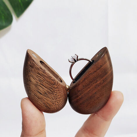 Boîte à Bague En Bois Massif - Pour Proposition De Mariage - Couleur Gris Foncé - Marque Oirlv