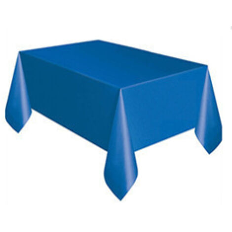 Nappe de couleur unie en plastique jetable PE nappe ronde rectangulaire anti-taches d'huile fête d'hôtel à la maison(Bleu marine) (1/5)