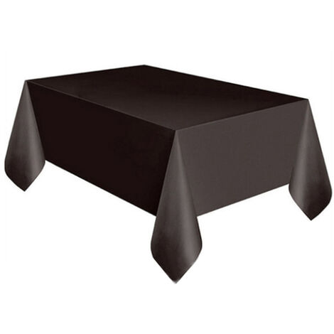Nappe de couleur unie en plastique jetable PE nappe ronde rectangulaire anti-taches d'huile fête d'hôtel à la maison(noir) (1/5)