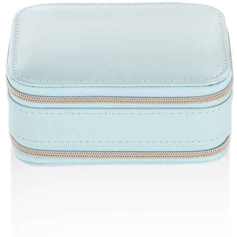 Coffret Cosmétique Boîte de Rangement Maquillage Emballage Organisateur Boucles D'Oreilles Multi-Fonctions Bague Conteneur Étui Portable en Cuir(bleu) (1/5)