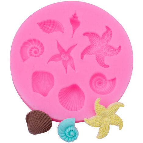 pièces de bricolage océan série modélisation moule étoile de mer conque coquillage bricolage liquide fondant silicone moule(rose) (1/5)