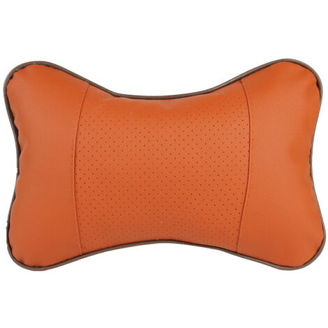 Lot de 2 oreillers de cou de voiture en cuir PU confortable Coussin de soutien doux pour la tête et le cou(marron) (1/4)