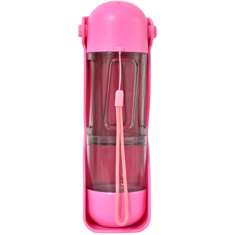 Bouteille d'eau pour chien, bouteille d'eau de voyage pour chien, bouteille d'eau portable 3 en 1 pour chien（rose） (1/5)