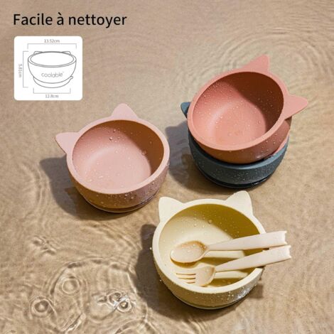 Plateau De Nourriture Silicone Bébé Assiette Tapis Ventouse Antidérapant  Étanche Pliant Enfant Table De Dîner Ensemble (Gris) 