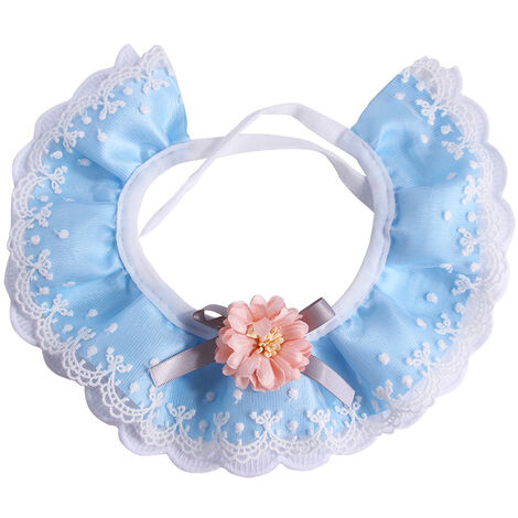 Bavoir en dentelle pour animaux de compagnie de style féerique collier de chien de collier de chien de collier de chat de fleur de plaid(bleu ciel S) (1/5)