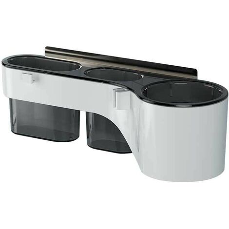 BoîTe de Rangement Transparente pour Salle de Bain PoinçOn Support pour SèChe-Cheveux Organisateur de Salle de Bain Tablettes pour Shampooing Brosse à Dents(Tempérament noir) (1/5)