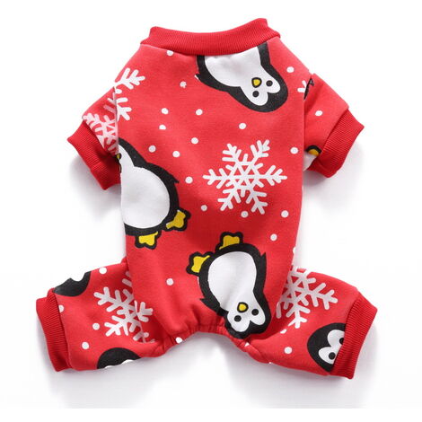 Vêtements pour chiens de compagnie, vêtements de noël, vêtements créatifs d'halloween pour animaux de compagnie（flocon de neige de pingouin rouge XL） (1/5)