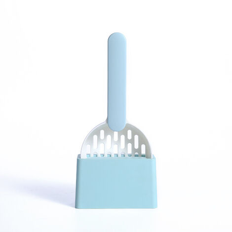 Chat Litière Scoop Pooper Scoopers Animaux Litière Sable Pelle Scoop Avec Support Pet Merde Artefact Chiens Pelle Pet Cleanning Outil(blanc + bleu) (1/5)