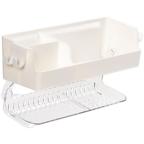 ÉTagèRe de Salle de Bain PerçAge éTagèRes Murales de Cuisine Porte-Serviettes Support Organisateur de Douche Porte-Brosse à Dents Accessoires de Salle de Bain（blanc cassé） (1/5)