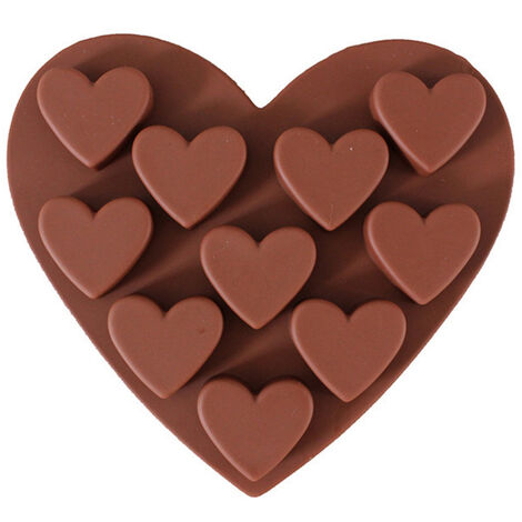 Moules à chocolat en Silicone, moules de cuisine antiadhésifs en forme de cœur, plateaux à glaçons pour gâteaux, bonbons, boules de fudge, gelée, muffins, cupcakes（Couleur chocolat） (1/5)