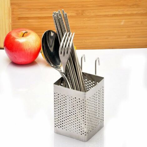 Lot De 2 Supports à Couverts Muraux Avec Bac D'égouttement - ABS, 12,5x8,5x6,6 Cm, Noir - 9