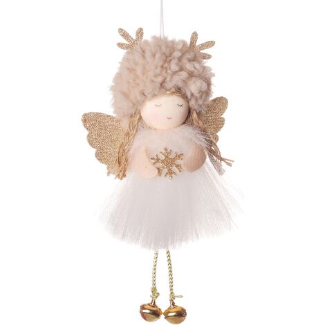 Ornements de pendentif d'arbre de Noël pendentifs d'ange de Noël, pendentif charmes d'arbre de Noël fête de Noël charmes d'arbre de Noël（chapeau de café, bois de cerf, jupe en gaze, ange） (1/5)