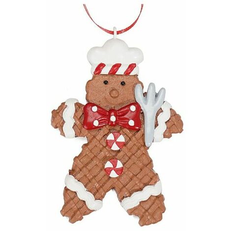 Petit bonhomme en pain d'épices à suspendre, cadeau personnalisé pour sapin de Noël, bureau, voiture, jardin, décoration avec corde (1/4)