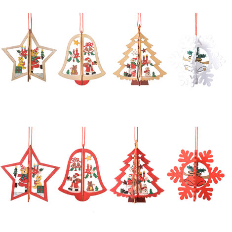 36 Ornements De Noël Vintage En Bois - Décorations D'arbre Rétro, Style Irrégulier, Sans Parfum