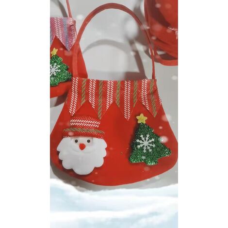 Autres décorations de Noël Sacs cadeaux de réveillon de Noël Petits sacs cadeaux pour enfants Ornements de Noël Sacs cadeaux de réveillon de Noël（vieil homme rouge） (1/5)