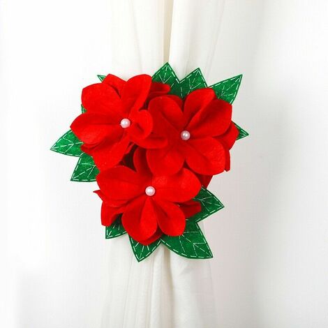 Rideau de noël avec boucle à nouer, Clip de rideau, fleur de noël mignonne, ornement de fenêtre, maison, salon, chambre à coucher, cadeau (1/5)