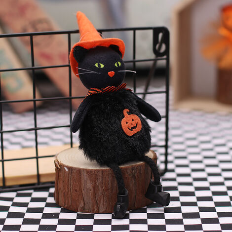 Accessoires de décoration d'Halloween, jouets citrouille, cadeaux(pendentif poupée chat noir) (1/5)