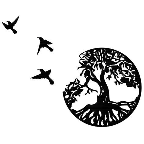 Art mural en métal arbre de vie avec oiseaux décor noir arbre de vie Art mural moderne en métal Art mural signe de maison arbre en métal décor à la maison (1/5)