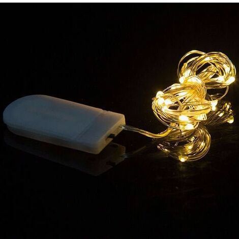 Guirlande Lumineuse à Piles 2m Fil de Cuivre Lumineux 20 Mini LED pour Guirlande Miniature Intérieure Lumières Chambre Miroir Filament Sapin Miniature Lumières de Noël Décoration (1/5)
