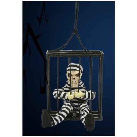 Squelette Halloween Effrayant En Cage Avec Voix – Accessoire Maison Hantée – Décor Terrifiant 28 Cm – Fonctionne Avec Piles - 10