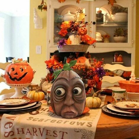 Valery Madelyn Lot De 3 Citrouilles Décoratives En Résine Pour La Maison, Décoration D'intérieur, Figurines De Citrouille Pour Table, Décoration De Table, Automne, Thanksgiving, Halloween, 8,5 Cm