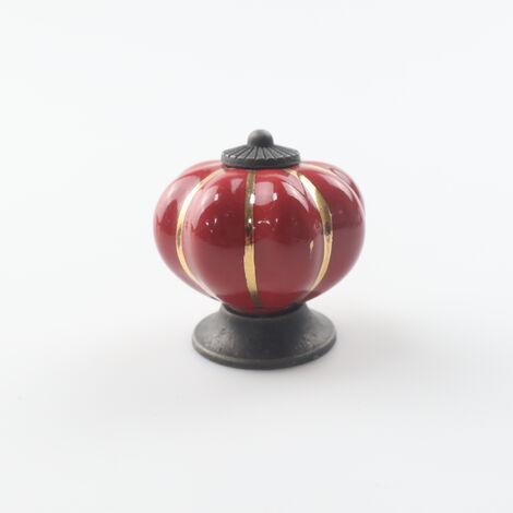 Poignées de tiroir en céramique, poignées de meubles en forme de citrouille pour tiroirs et armoires de cuisine(rouge) (1/5)