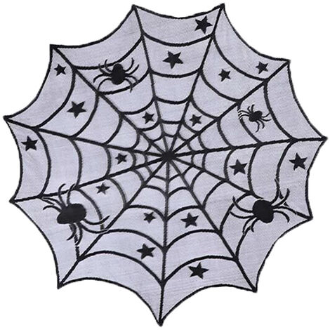 Hemoton Nappe En Dentelle Pour Halloween, écharpe De Cheminée, Chemin De Table En Toile D Manteau De Cheminee Avec Autocollants De Chauve Souris Pour Decoration De Salon Salle A Manger Fet 86193925