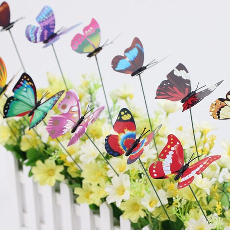 Bâtons de papillons colorés pour décoration de jardin, 50 pièces, pour  papillons de pelouse de cour（