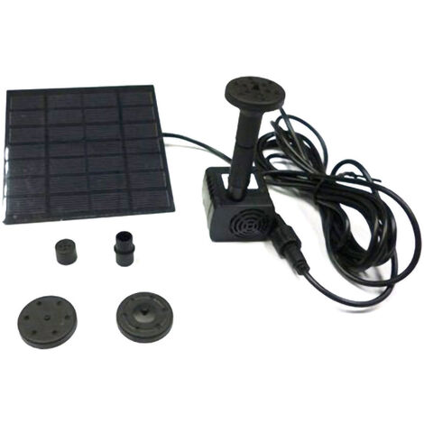 Pompe à Eau Solaire Pour Bassin - 9V/3W - Kit Fontaine Submersible Avec 4 Buses - Débit Jusqu'à 200L/H