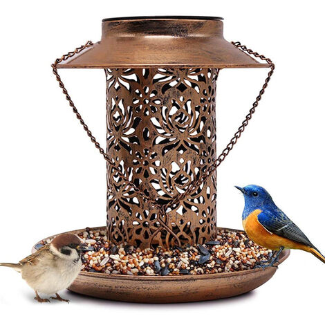 Mangeoire à oiseaux solaire, mangeoire à oiseaux en métal suspendue d'extérieur pour les amoureux des oiseaux (1/5)