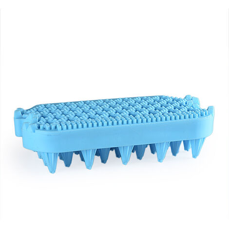 Brosse de bain pour chien et chat, brosse de toilettage double extrémité pour masser et épiler les chiens et chats à poils courts ou longs(bleu ciel) (1/5)