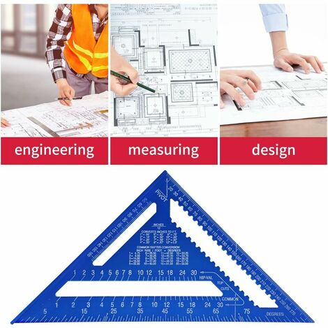 Promotion Équerre Triangle Metrique Professionnel, 30cm/300mm Équerre De Charpentier Haute Précision, Règle D'angle Menuiserie En Alliage D'aluminium Outil De Mesure Bois Speed Square Noir