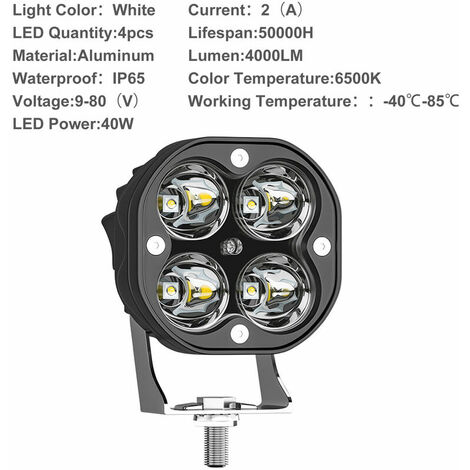 Phares LED 45W Pour Camion, 4x4, VUS - Faisceau Large 120° - Étanche IP67 - 6000K Blanc - 2 Pièces