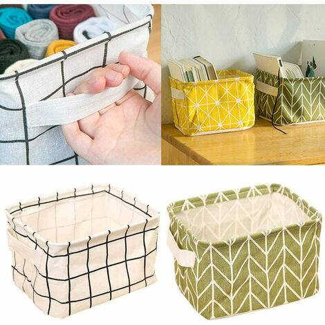 Panier Rangement Pliable Avec Couvercle - Tissu Pied-de-poule, 3 Tailles, Pour Bureau, Voyage, Maison