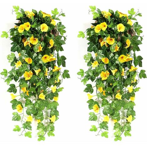 2 pièces Fleurs artificielles pendantes d'extérieur Gloria Mattutine fleurs artificielles tombantes d'intérieur, plantes artificielles pour décorations de mariage, jardin, mur, balcon,GU.B/bon (1/5)