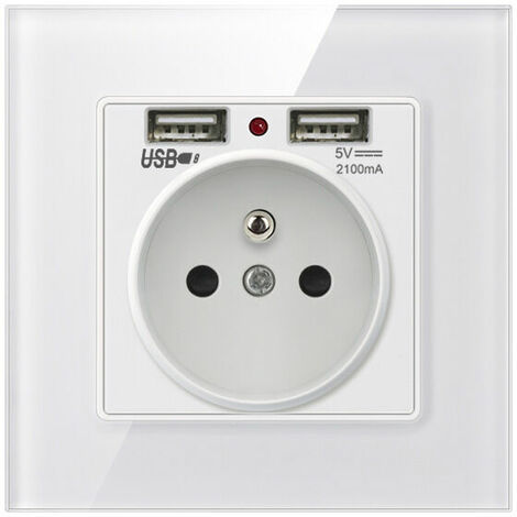 Prise Murale,Carivent Prise Electrique Murale avec Double USB - Chargeur pour iPhone/Android(1 pcs) (1/5)