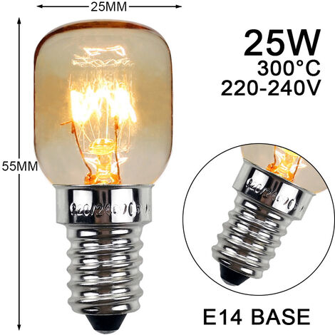 Lot de 5 Ampoule à Sel 15W E14 T22, Incandescence Blanc Chaud 2700K, 80LM,  AC 230V, Ampoule Four 15w 300°
