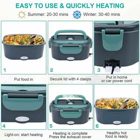 Boîte Repas Chauffante électrique 100W – 3 En 1 (220V/12V/24V) – Acier Inox 304 – Pour Voiture, Bureau, Maison - 2